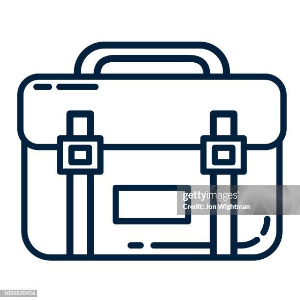 ilustrações de stock, clip art, desenhos animados e ícones de thin line business icon briefcase - pasta escolar