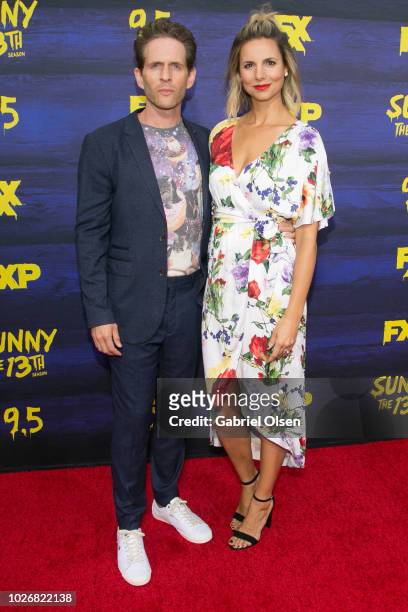 Glenn Howerton and Jill Latiano arrive for the premiere of FXX's "It's Always Sunny In Philadelphia" Season 13 at Regency Bruin Theatre on September...