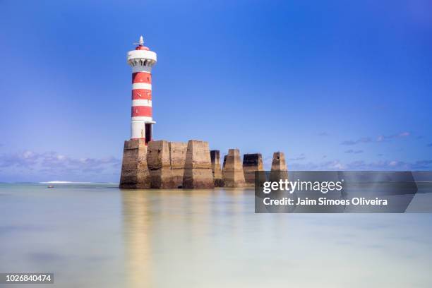 lighthouse of ponta verde beach in maceió city, alagoas state, brazil - maceió stock-fotos und bilder