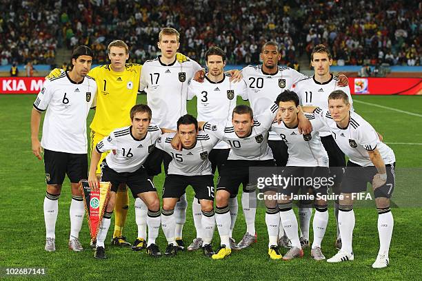 Germany line up for photographs prior to the 2010 FIFA World Cup South Africa Semi Final match between Germany and Spain at Durban Stadium on July 7,...