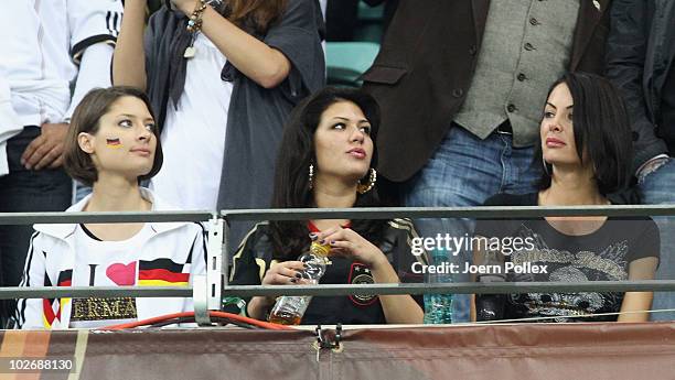 Anna Maria Lagerblom, girlfriend of Mesut Oezil, attends the 2010 FIFA World Cup South Africa Semi Final match between Germany and Spain at Durban...