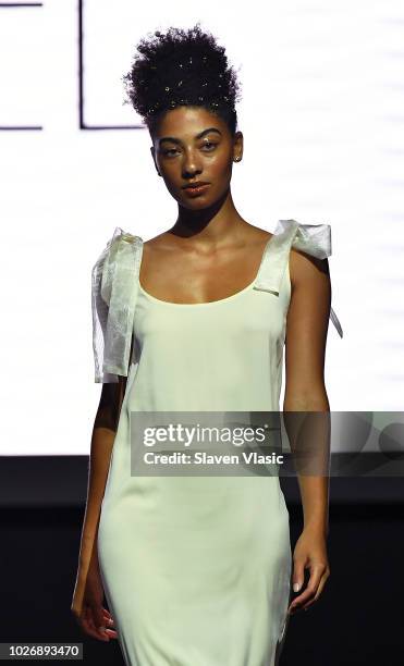 Model walks the runway at Fe Noel fashion show during New York Fahion Week at Capitale on September 4, 2018 in New York City.