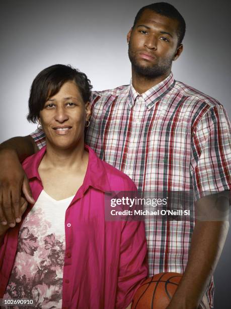 Basketball player and NBA prospect DeMarcus Cousins and his mother Monique Cousins are photographed for Sports Illustrated on June 22 New York City....