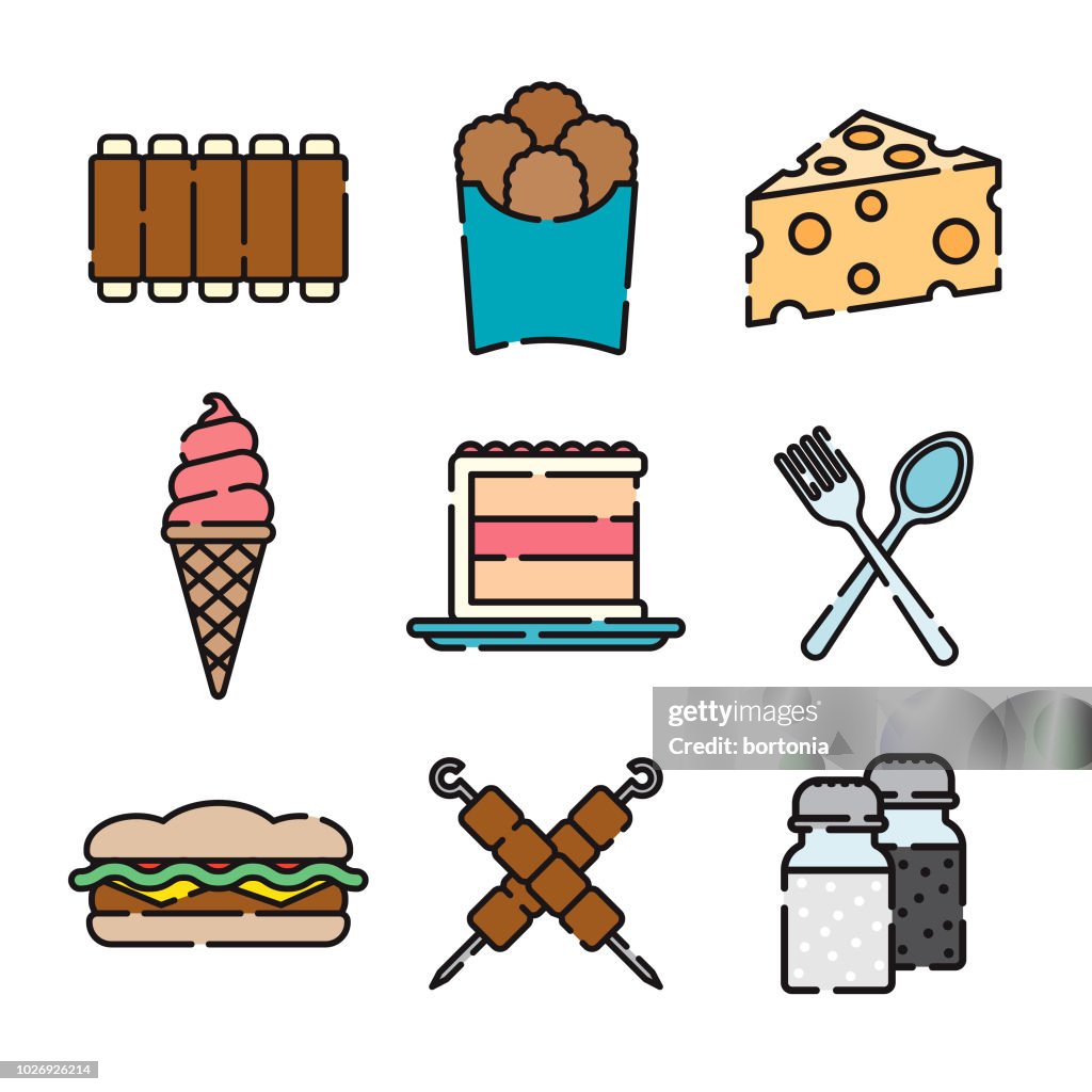 Fast Food Thin Line Icon Set