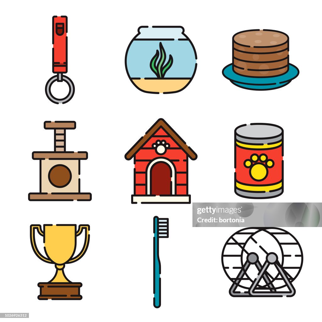 Pet Supplies Thin Line Icon Set