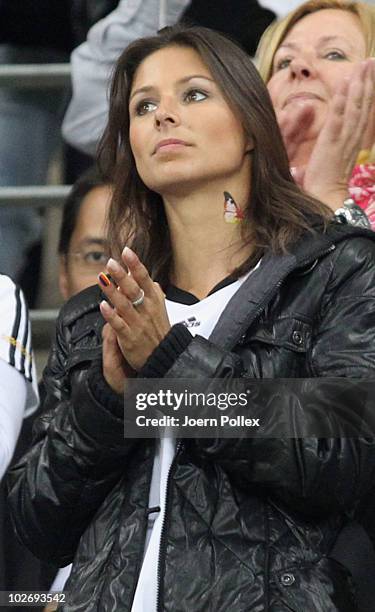 Silvia Meichel, girlfriend of Mario Gomez of Germany, attends the 2010 FIFA World Cup South Africa Semi Final match between Germany and Spain at...