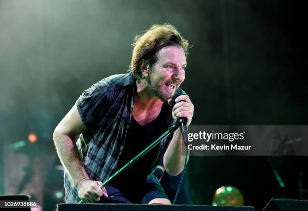 Eddie Vedder of Pearl Jam performs at Fenway Park on September 4, 2018 in Boston, Massachusetts.