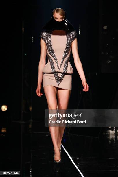 Model walks the runway during the Jantaminiaushow as part of Paris Fashion Week Fall/Winter 2011 at BETC EURO RSCG on July 7, 2010 in Paris, France.