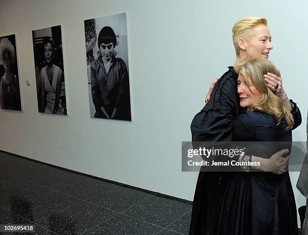 Actress Tilda Swinton and director Sally Potter attend the Sally Potter Retrospective at The Museum of Modern Art on July 7, 2010 in New York City.