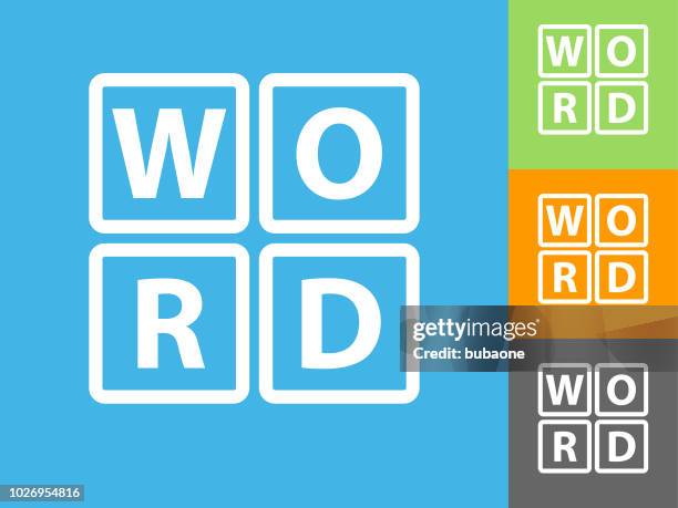 word game flat icon on blue background - word game stock illustrations