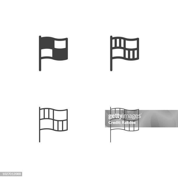 checkered flag icons - multi series - golf flag stock illustrations