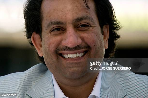 Sheikh Abdallah Ben Nasser Al-Thani, a member of the Qatari ruling family, smiles durin his presentation as chairman of Spanish First Division...