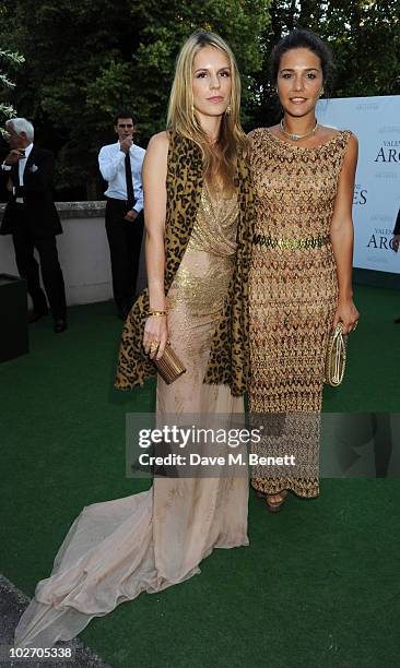 Eugenie Niarchos and Margherita Missoni attend the Valentino Garavani Archives Dinner Party on July 7, 2010 in Versailles, France.