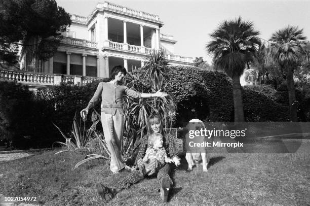 Keith Richards and Anita Pallenberg seen here at Nellcote their villa above Villefranche sur Mer with their son Marlon. May 1971.