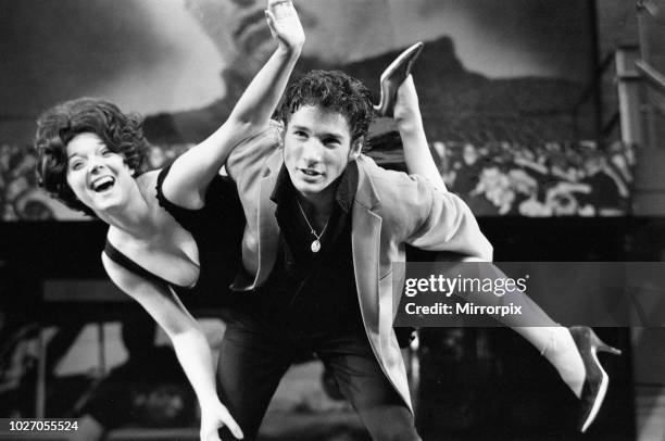 The cast of the American musical Grease rehearsing at the New London theatre off Drury Lane in preparation for the opening night on 26th June....