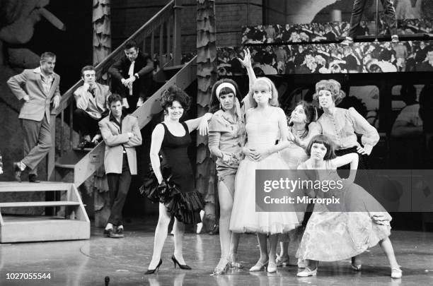 The cast of the American musical Grease rehearsing at the New London theatre off Drury Lane in preparation for the opening night on 26th June....