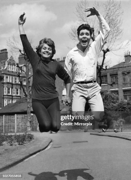 Leading Cliff A Dance! Girl leading Cliff Richard in a light-hearted, light-footed dance routine isÍ.his new leading lady, eighteen-year-old Lauri...