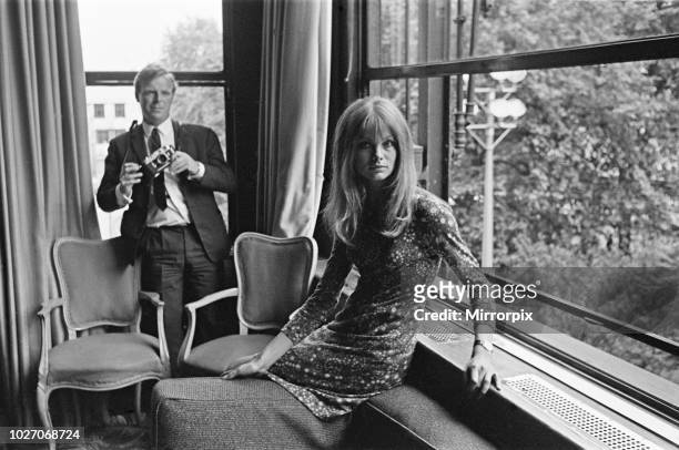 Jean Shrimpton, model and actor, pictured during the press announcement of 'Privilege', a film due out in 1967 Jean co stars with ex Manfred Man...