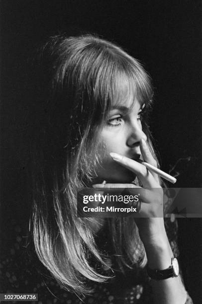 Jean Shrimpton, model and actor, pictured during the press announcement of 'Privilege', a film due out in 1967 Jean co stars with ex Manfred Man...