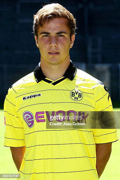 Mario Goetze poses for a photo during the team presentation of Borussia Dortmund at the Signal Iduna Park on July 7, 2010 in Dortmund, Germany.