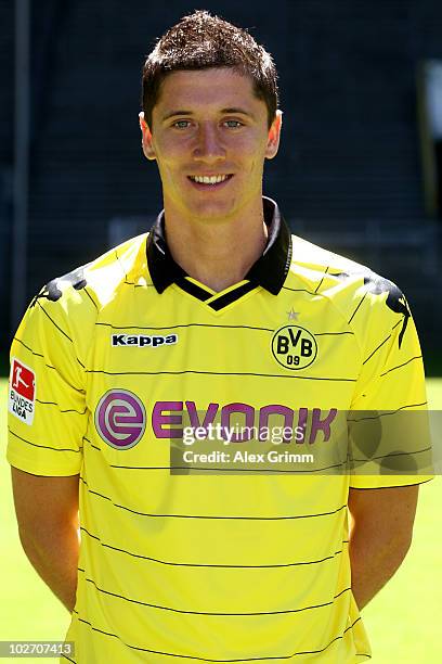 Robert Lewandowski poses for a photo during the team presentation of Borussia Dortmund at the Signal Iduna Park on July 7, 2010 in Dortmund, Germany.