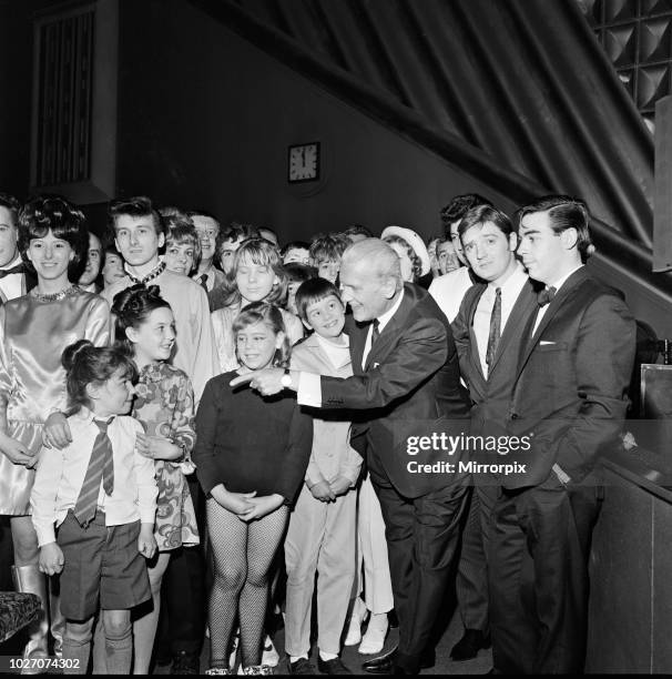 Carroll Levis, the Canadian Talent Spotter and Star Maker pictured here at The Davenport Theatre, Stockport, holding the first auditions of a...