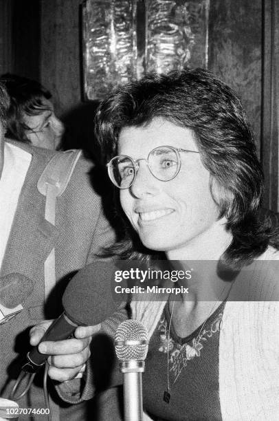 Tennis player Billie Jean King pictured at the Women's Tennis Association meeting held at the Gloucester Hotel. 21st June 1973.