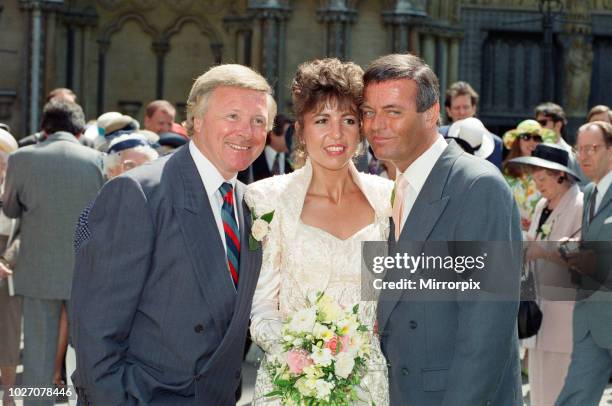 The wedding of Tony Blackburn and Debbie Thomson held at St Margaret's Church, Westminster. They are pictured with best man David Hamilton. 13th June...