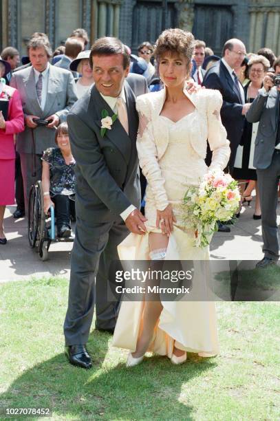 The wedding of Tony Blackburn and Debbie Thomson held at St Margaret's Church, Westminster. 13th June 1992.