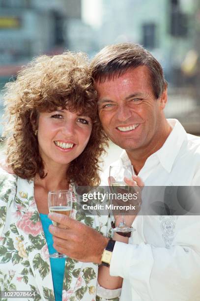 Tony Blackburn and Debbie Thomson celebrate their engagement. 29th July 1991.