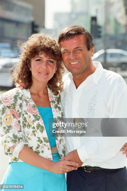 Tony Blackburn and Debbie Thomson celebrate their engagement. 29th July 1991.