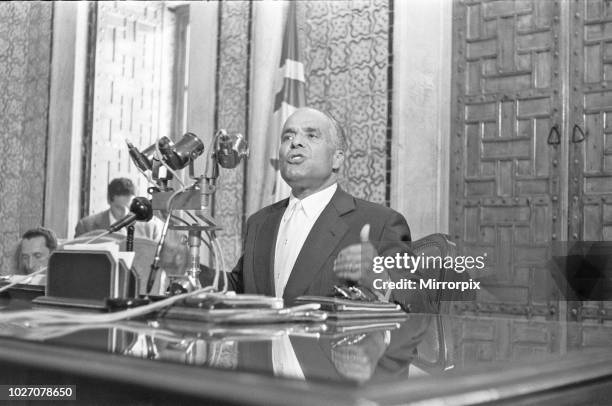 The Bizerte Crisis 1961 Tunisian President Habib Bourguiba seen here addressing the press and condemning France and French aggression in the port...