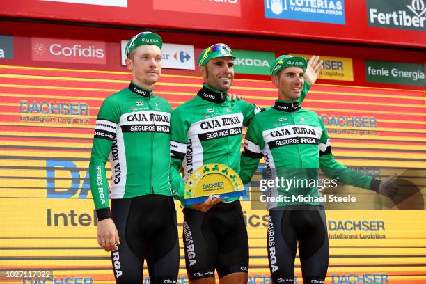 Podium / Nick Schultz of Australia / Luis Guillermo Mas of Spain / Cristian Rodriguez of Spain and Team Caja Rural - Seguros RGA / Celebration /...