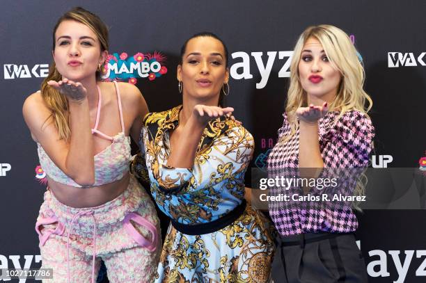 Actress Andrea Guasch, singer Lucia Gil and actress Chanel Terrero attend 'Playz' photocall at Palacio de Congresos Europa during the FesTVal 2018 on...