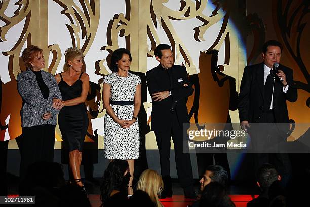 Maxine Woodside, Yuri, Paty Chapoy, Juan Jose Origel and Jorge Muniz during the inaguration of Show Center on July 07, 2010 in Mexico City, Mexico.