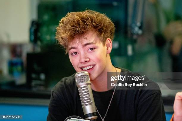 Zach Herron of Why Don't We visits the Elvis Duran Show co hosted by singer Alessia Cara at Z100 Studio on September 5, 2018 in New York City.