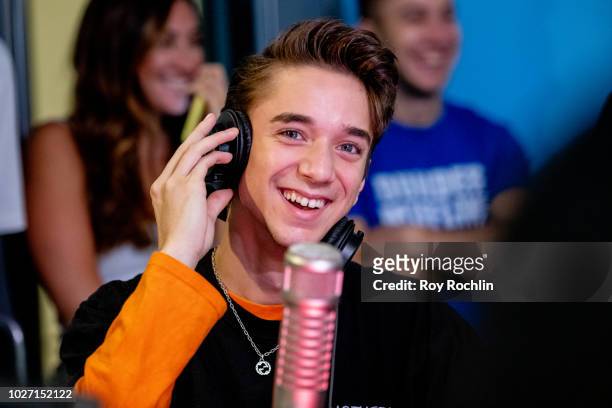 Daniel Seavey of Why Don't We visits the Elvis Duran Show co hosted by singer Alessia Cara at Z100 Studio on September 5, 2018 in New York City.