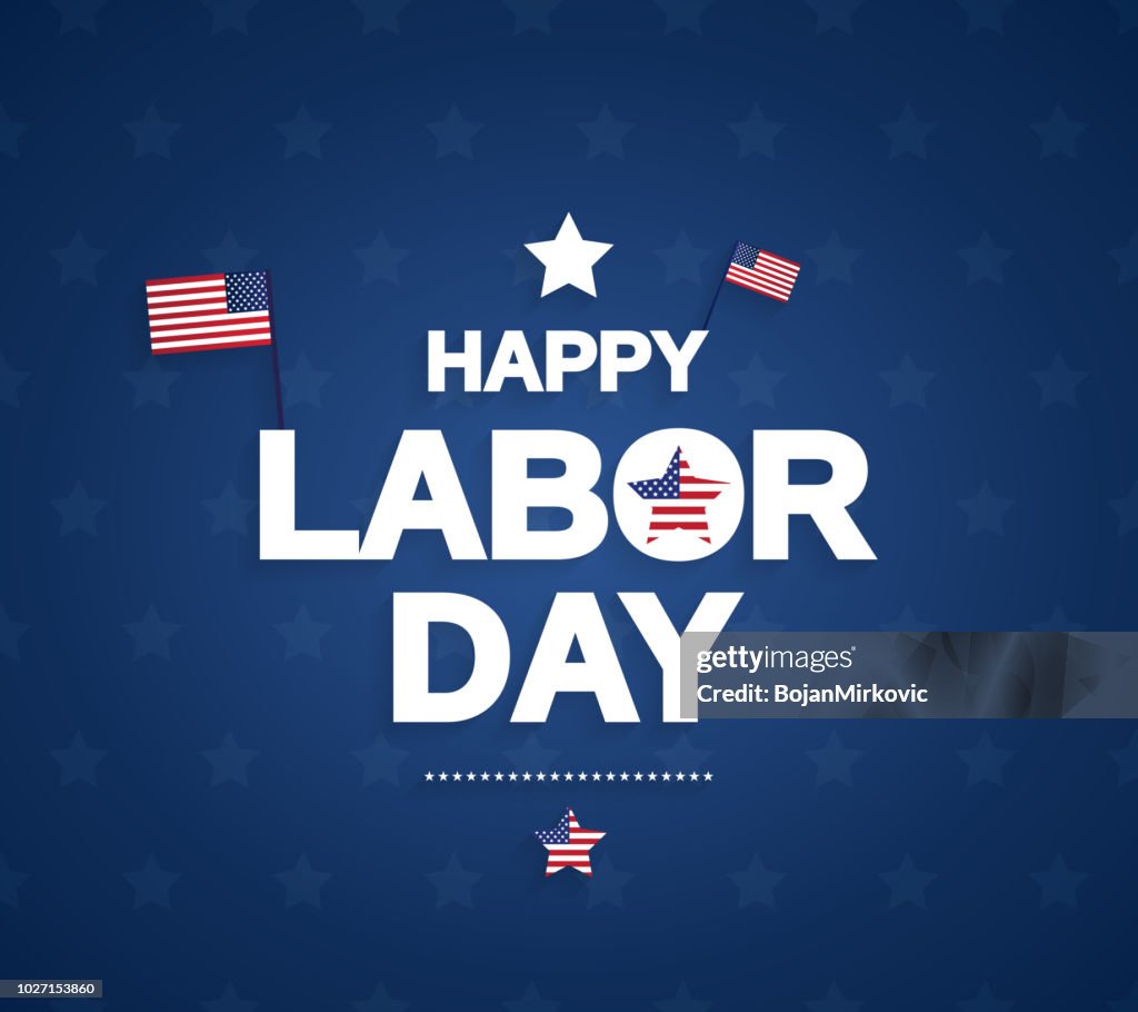 Happy Labor Day background with Usa flag. Vector illustration.