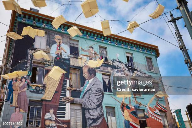 jazz mural in san francisco - san-francisco-bay-area-and-skyline-drawing stock pictures, royalty-free photos & images