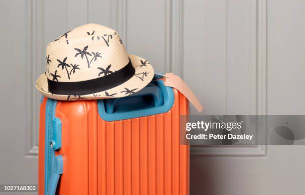 packed ready for holiday - holiday suitcase stockfoto's en -beelden