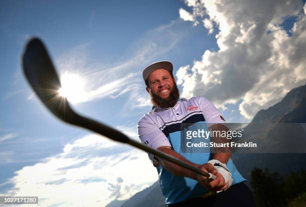 Andrew 'Beef' Johnson of England poses for a picture during the pro - am prior to the start of the Omega European Masters at Crans-sur-Sierre Golf...