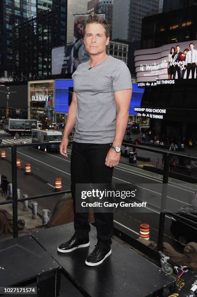 Actor Rob Lowe visits 'Extra' on September 5, 2018 in New York City.