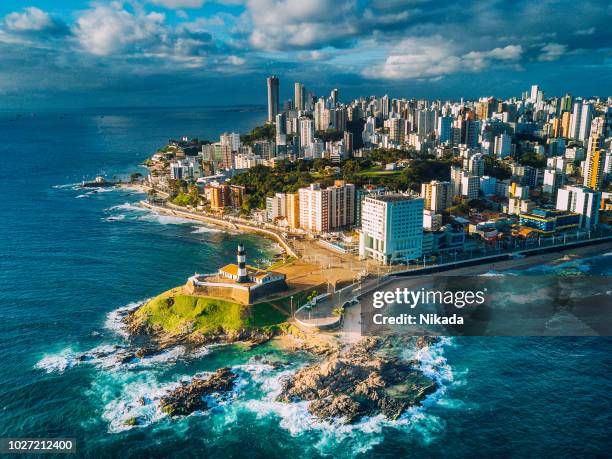 aerial view salvador da bahia stadsbilden, bahia, brasilien - fort bildbanksfoton och bilder