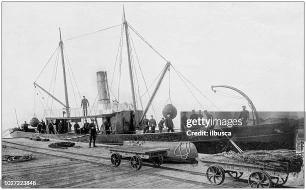 navy and army antique historical photographs: submarine miners - italian sub stock illustrations