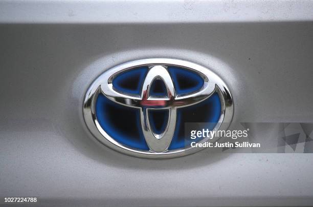 The Toyota logo is displayed on car on the sales lot at City Toyota on September 5, 2018 in Daly City, California. Toyota annouced plans to recall...