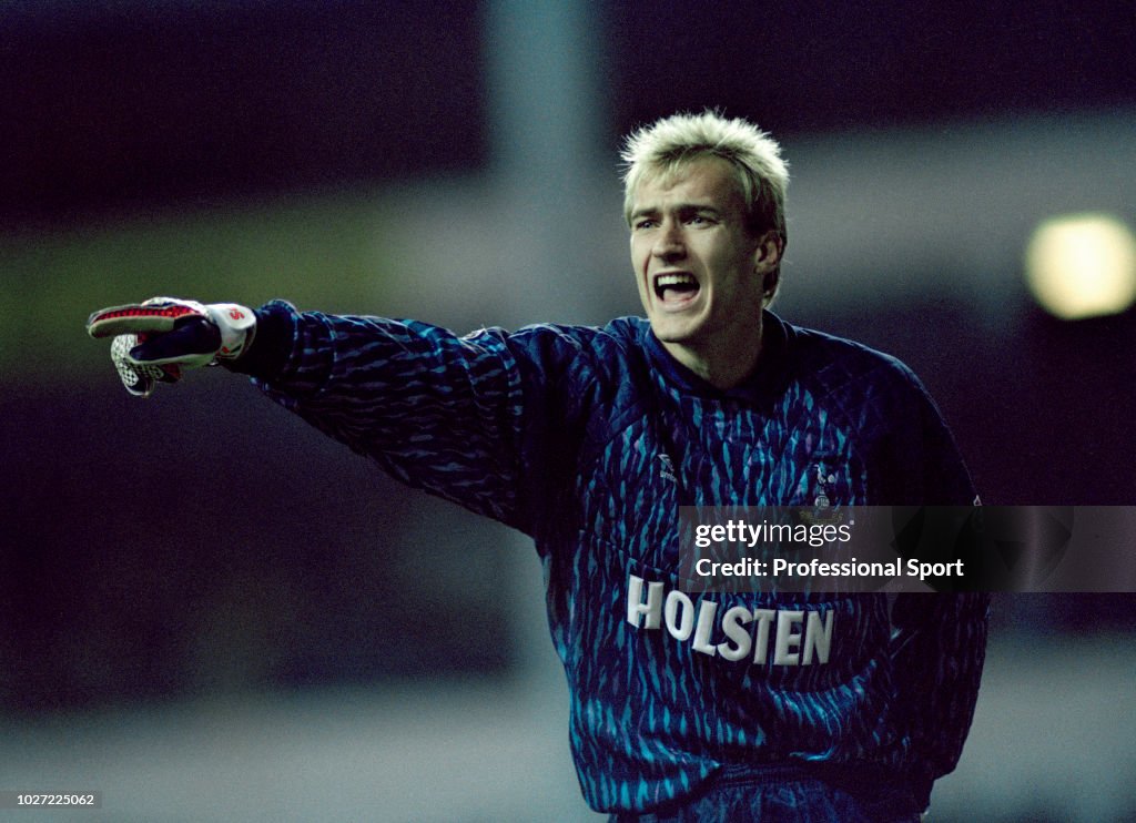 Tottenham Hotspur goalkeeper Erik Thorstvedt in action at White Hart