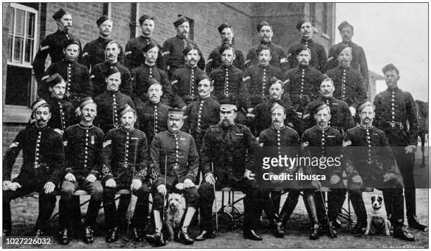 navy and army antique historical photographs: police, aldershot - army soldier photos stock illustrations
