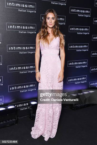 Silvia Toffanin attends the Intimissimi Show on September 5, 2018 in Verona, Italy.