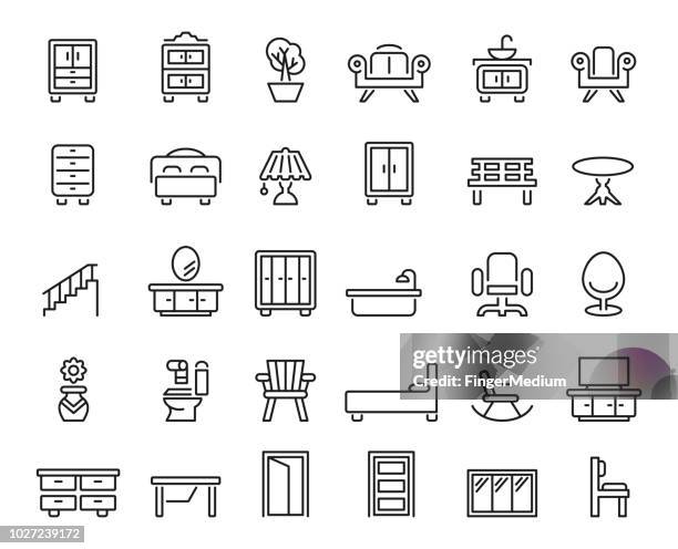 furniture icon set - throw pillows stock illustrations
