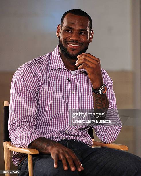 LeBron James speaks at the LeBron James announcement of his future NBA plans at the Boys & Girls Club of America on July 8, 2010 in Greenwich,...